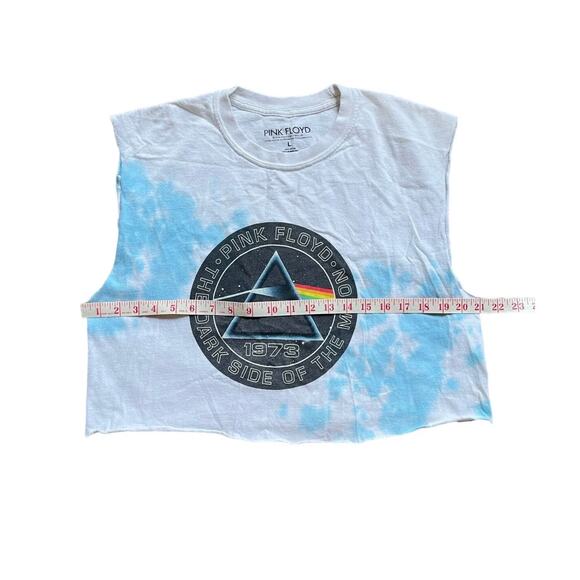 Pink Floyd Dark Side of the Moon Tie Dye Crop Top Raw Hem Size Large - GUC - Picture 4 of 7